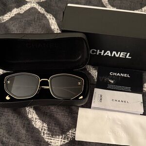 Women's Sunglasses in Black with Gold Accents